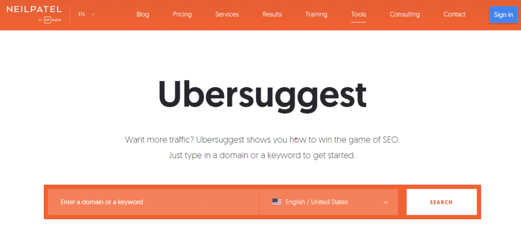 Marketing Tools: Ubersuggest