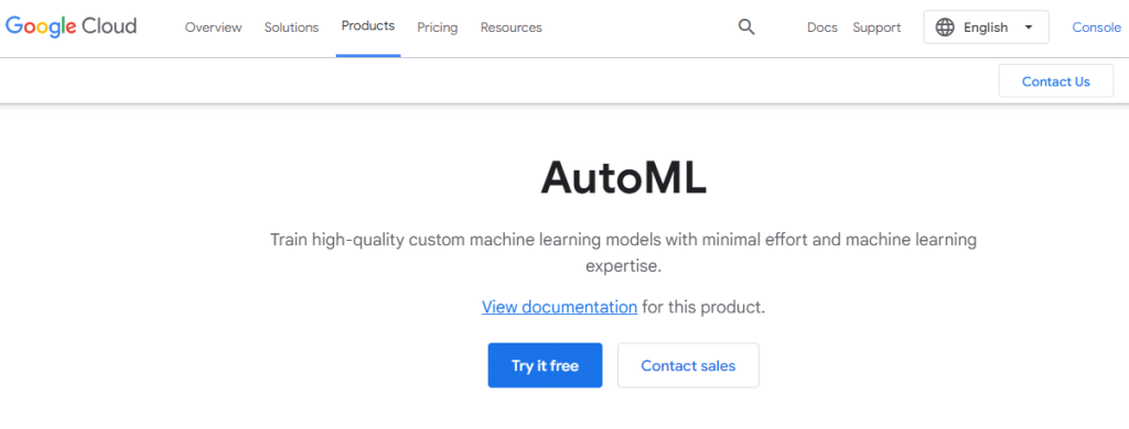 AI tools - Google Cloud AutoML